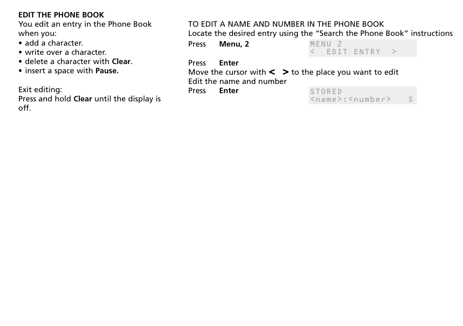 To edit a name and number in the phone book | Bang & Olufsen BeoCom 2500 - User Guide User Manual | Page 18 / 38