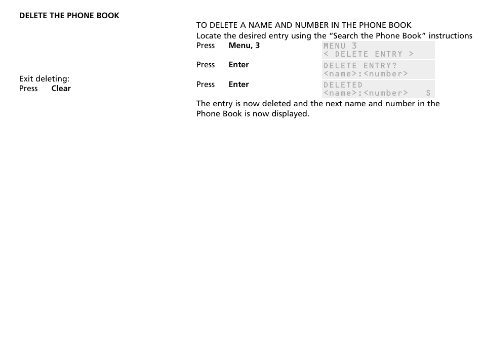 To delete a name and number in the phone book | Bang & Olufsen BeoCom 2500 - User Guide User Manual | Page 19 / 38