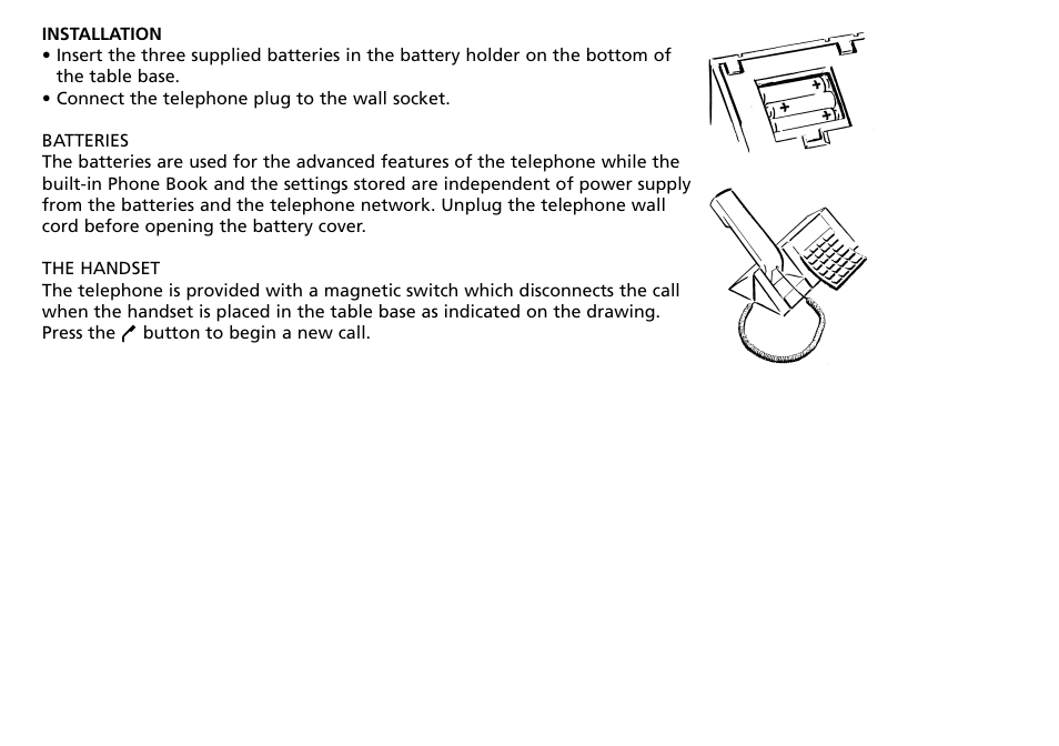 Installation, Batteries, The handset | Bang & Olufsen BeoCom 2500 - User Guide User Manual | Page 2 / 38