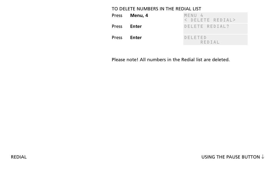 To delete numbers in the redial list | Bang & Olufsen BeoCom 2500 - User Guide User Manual | Page 24 / 38