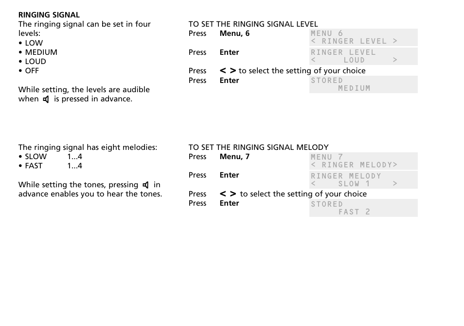 Ringing signal, To set the ringing signal level, To set the ringing signal melody | Bang & Olufsen BeoCom 2500 - User Guide User Manual | Page 27 / 38