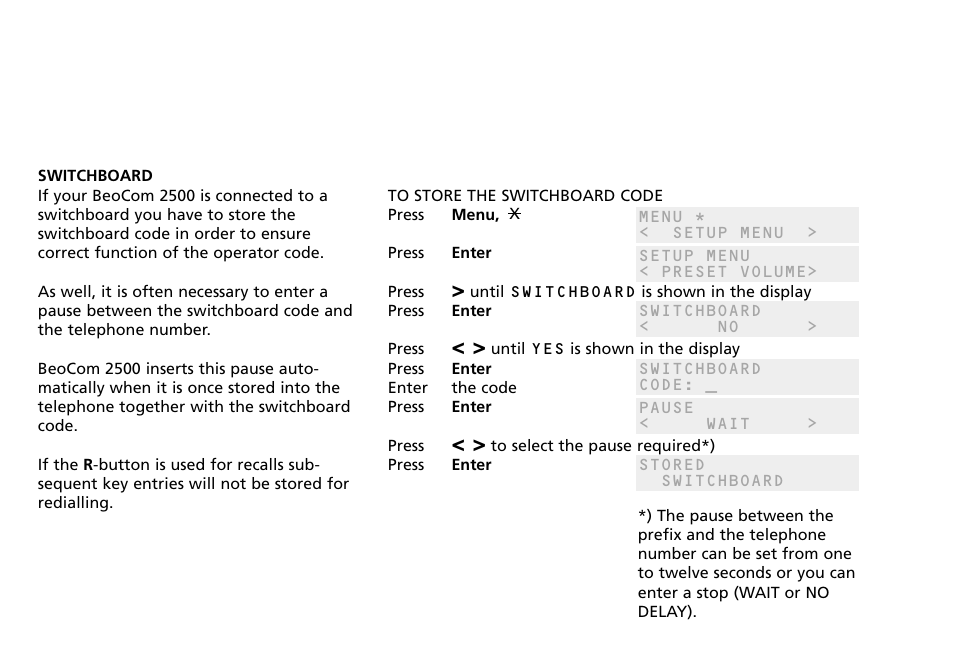 Switchboard | Bang & Olufsen BeoCom 2500 - User Guide User Manual | Page 33 / 38