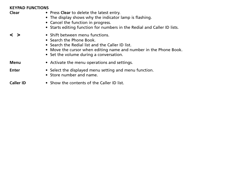 Keypad functions | Bang & Olufsen BeoCom 2500 - User Guide User Manual | Page 5 / 38