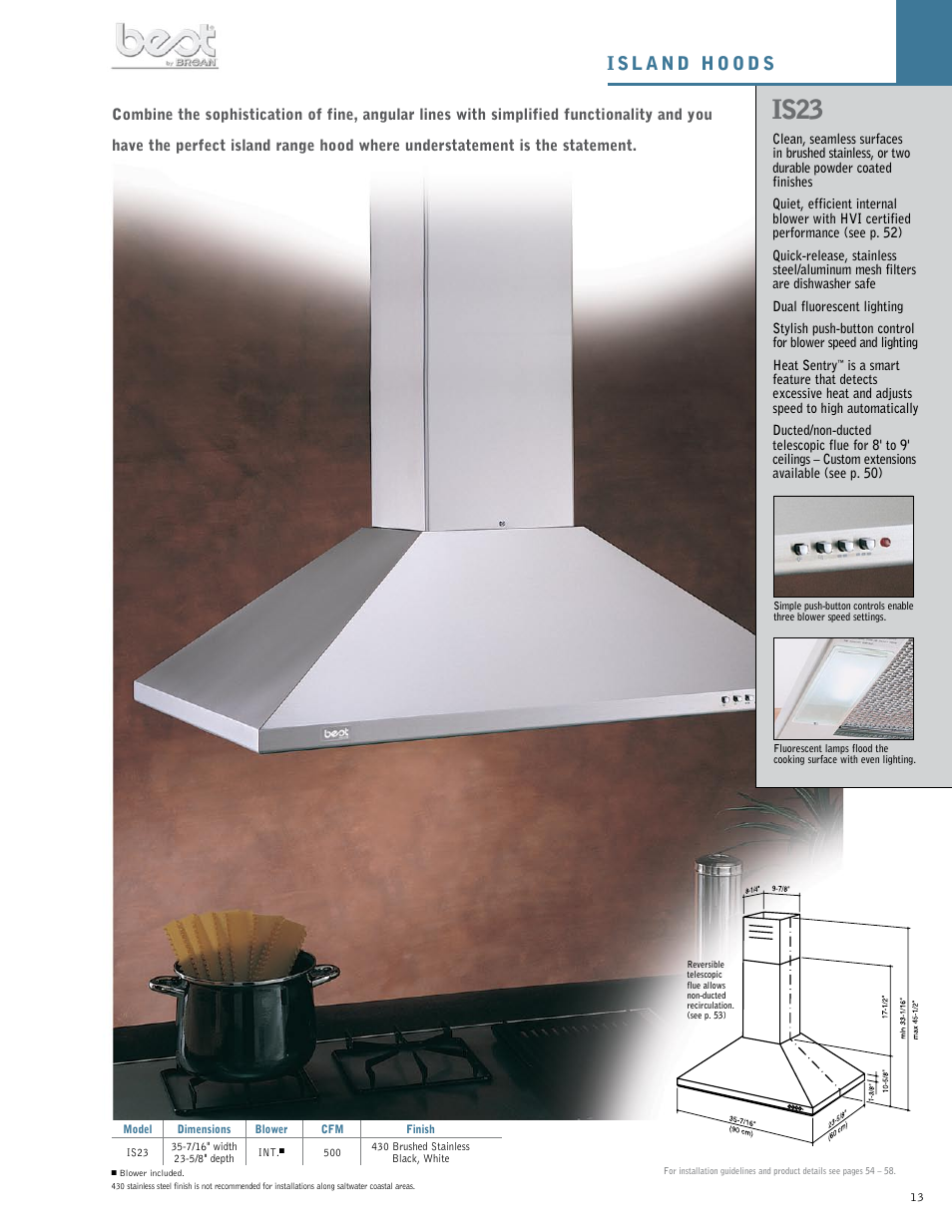 BEST Range Hoods IS23 User Manual | 1 page