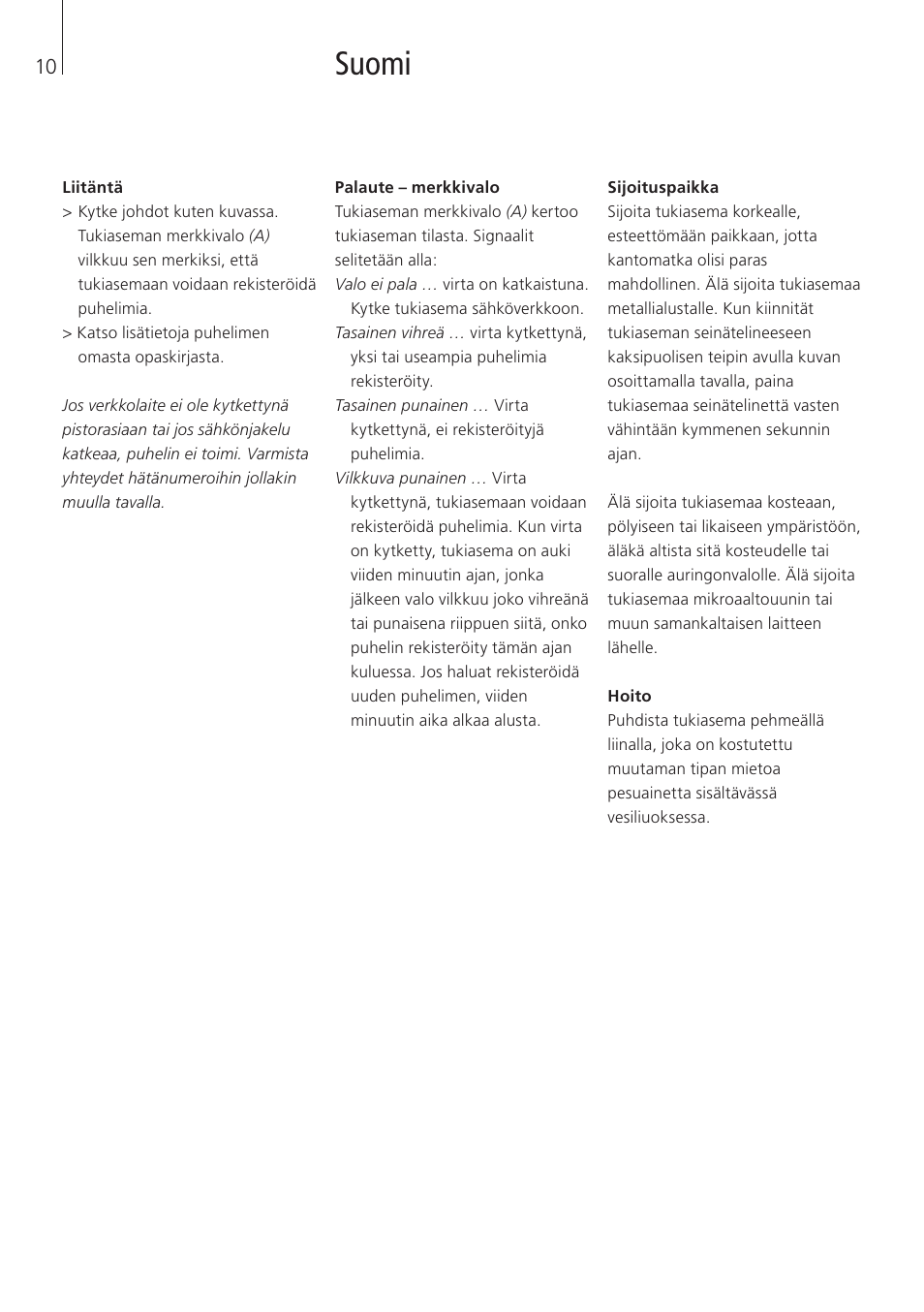 Suomi | Bang & Olufsen BeoLine - User Guide User Manual | Page 10 / 32