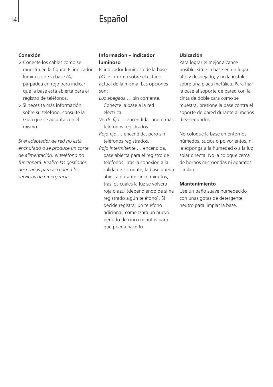 Español | Bang & Olufsen BeoLine - User Guide User Manual | Page 14 / 32