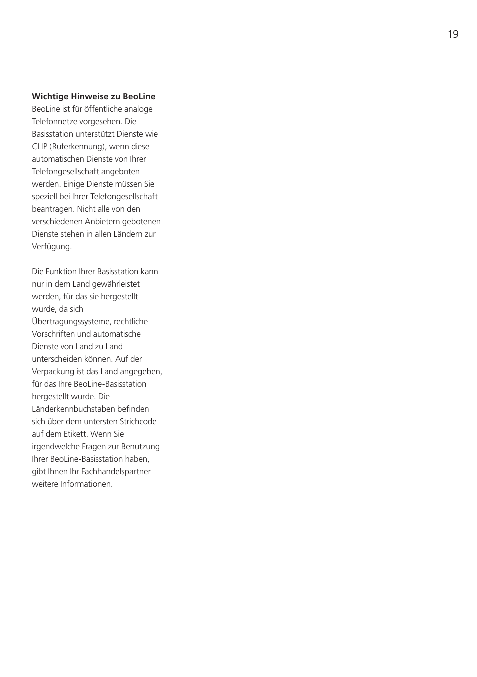 Bang & Olufsen BeoLine - User Guide User Manual | Page 19 / 32