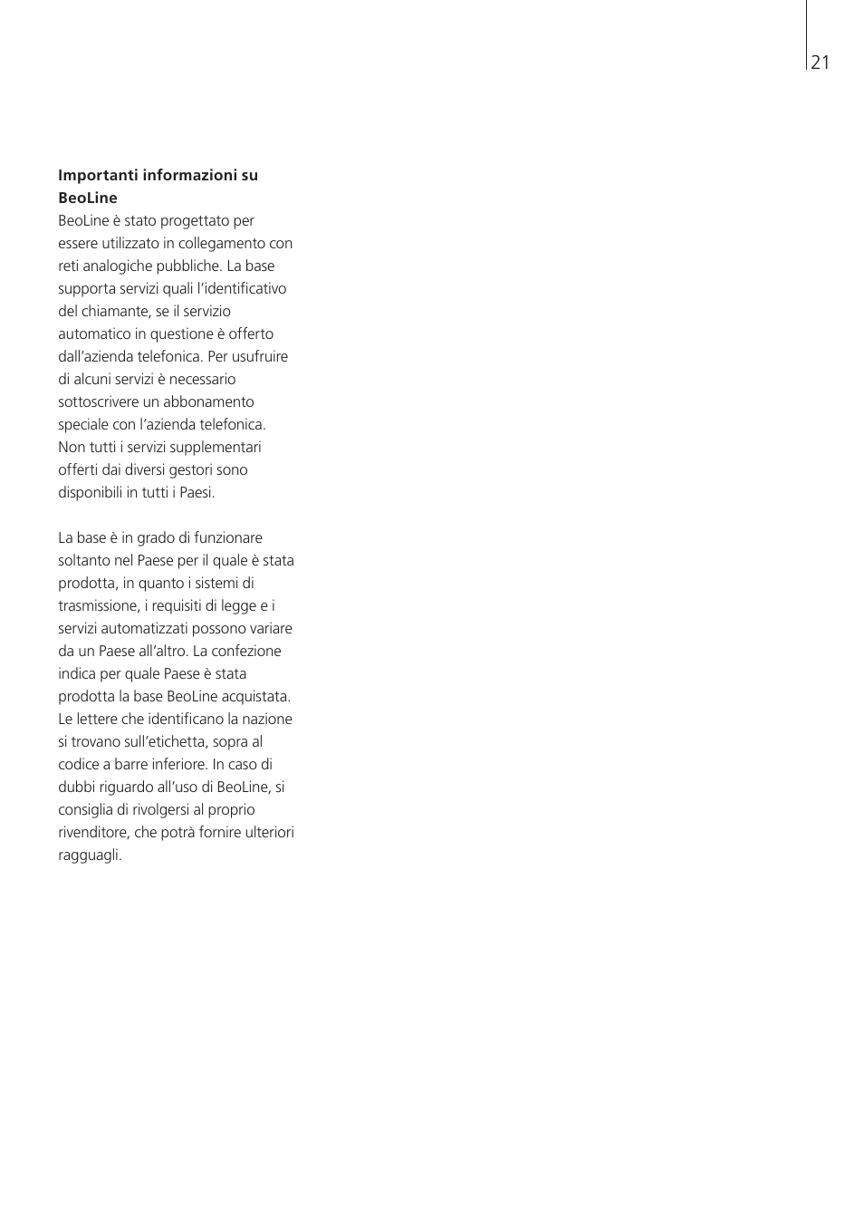Bang & Olufsen BeoLine - User Guide User Manual | Page 21 / 32