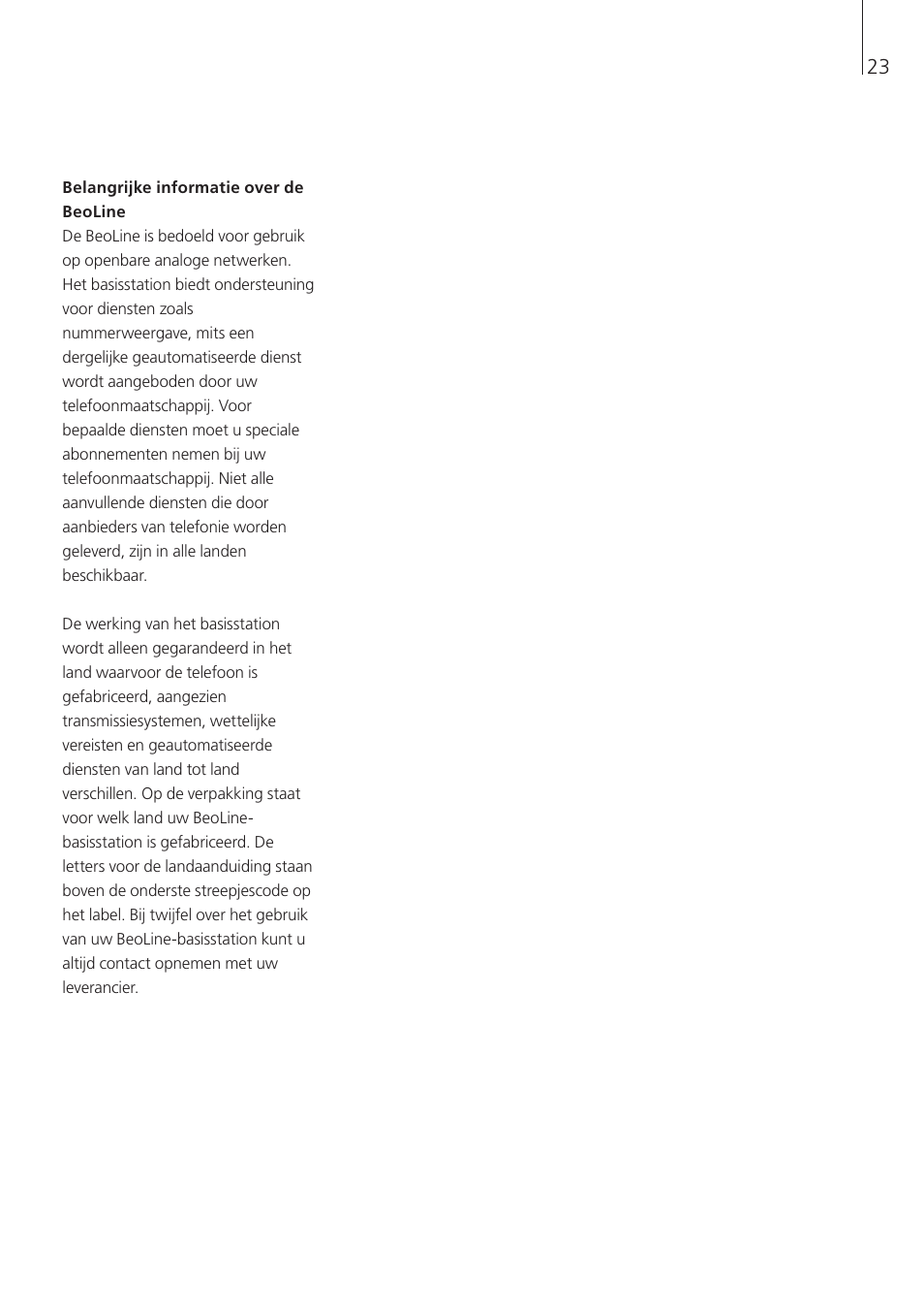 Bang & Olufsen BeoLine - User Guide User Manual | Page 23 / 32