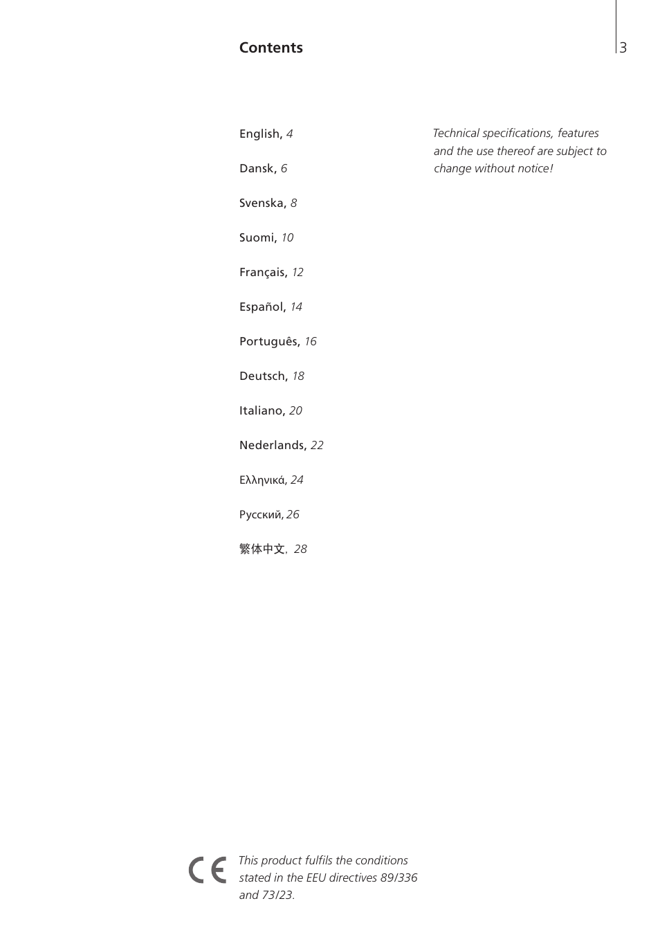 Bang & Olufsen BeoLine - User Guide User Manual | Page 3 / 32