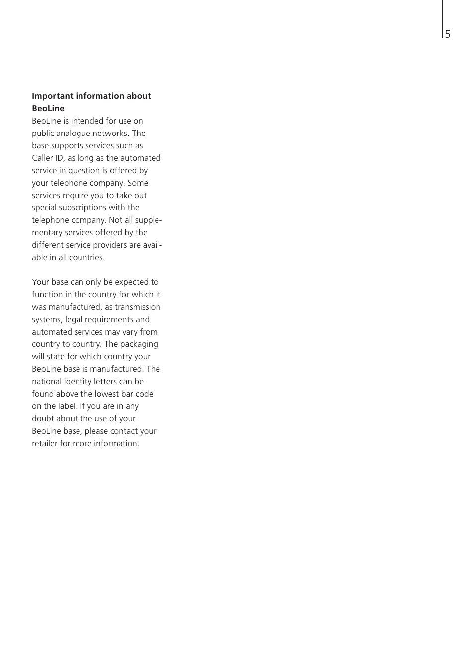 Bang & Olufsen BeoLine - User Guide User Manual | Page 5 / 32