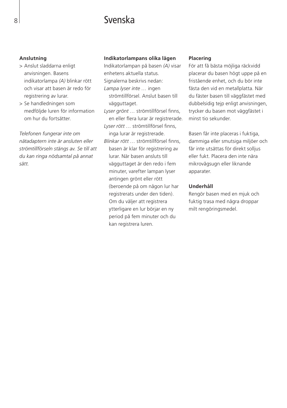 Svenska | Bang & Olufsen BeoLine - User Guide User Manual | Page 8 / 32