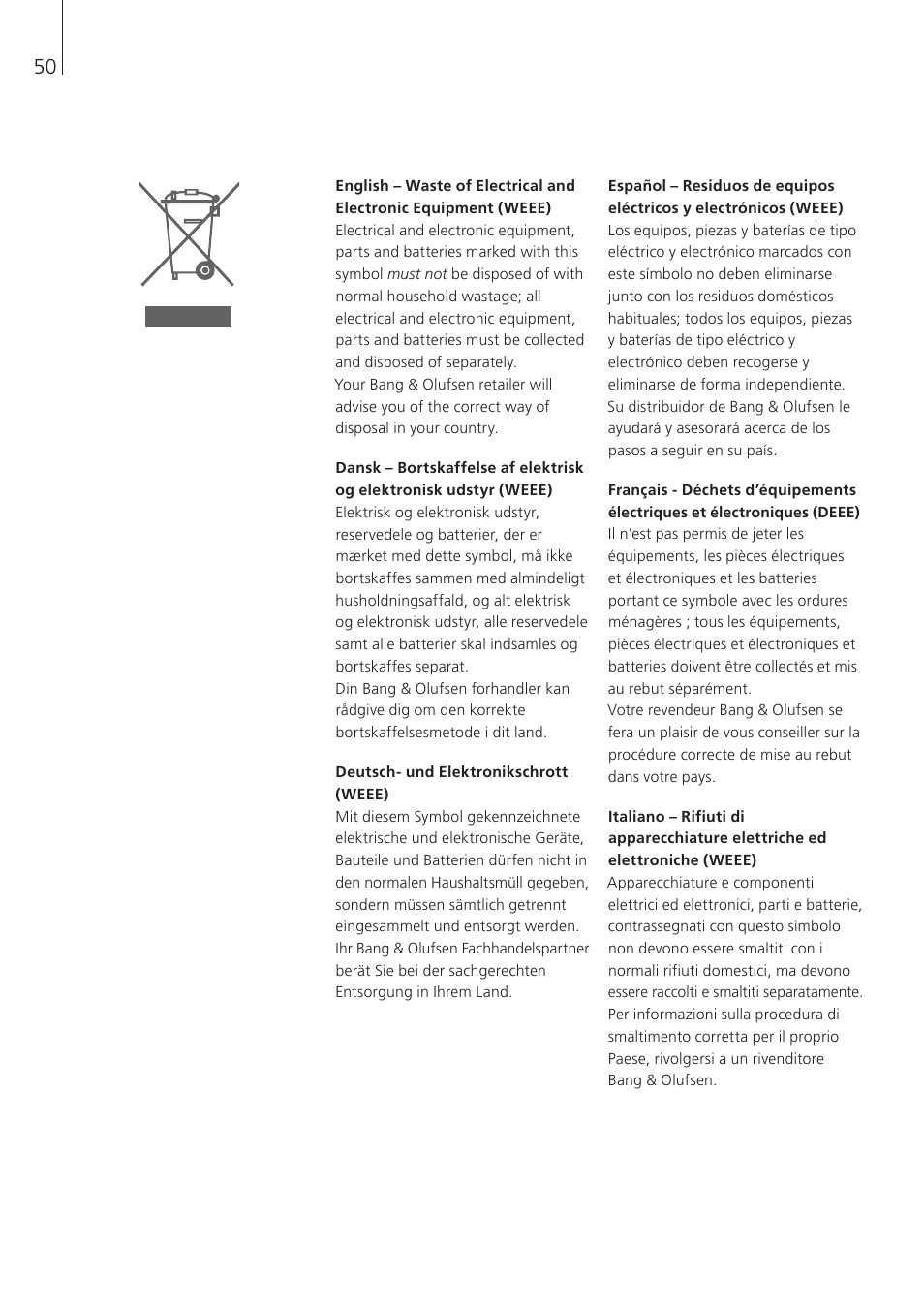 Bang & Olufsen BeoLine 2 - User Guide User Manual | Page 50 / 56