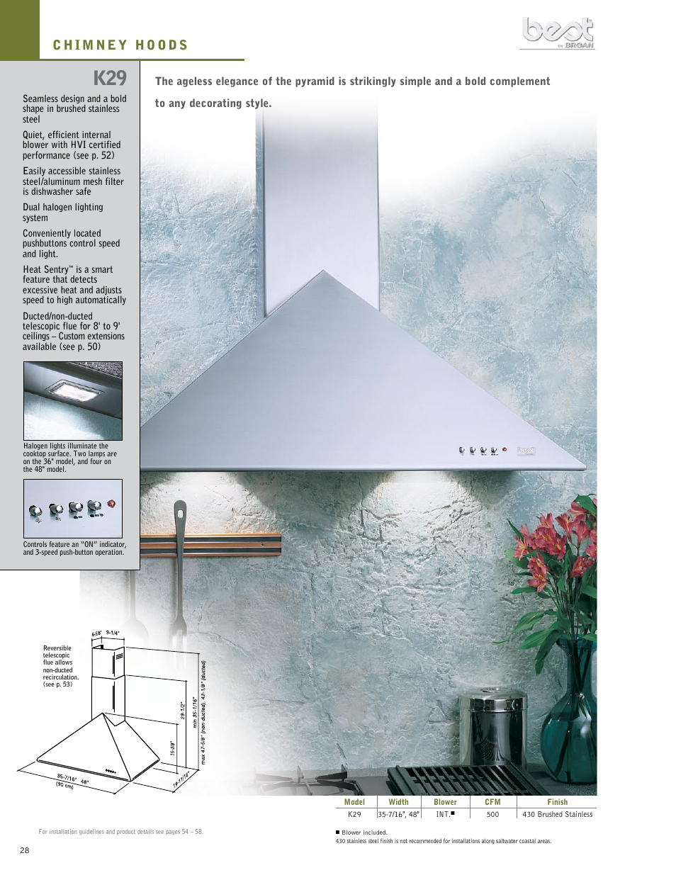 BEST Range Hoods K29 User Manual | 1 page