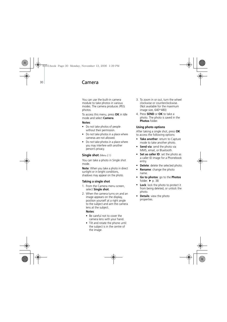 Camera | Bang & Olufsen Serene - User Guide User Manual | Page 33 / 76