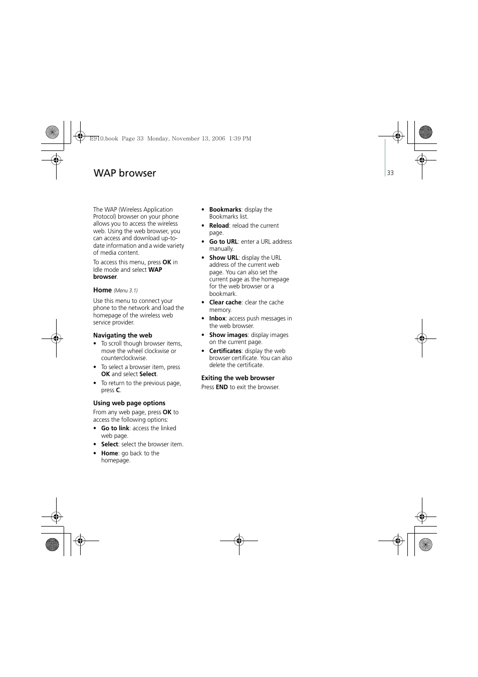 Wap browser | Bang & Olufsen Serene - User Guide User Manual | Page 36 / 76