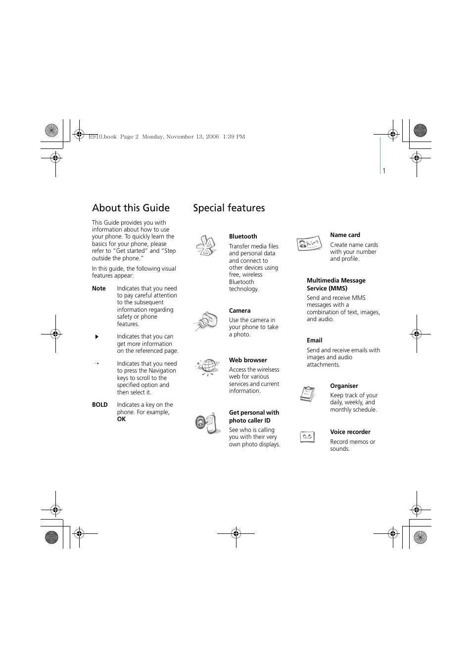 About this guide, Special features | Bang & Olufsen Serene - User Guide User Manual | Page 4 / 76