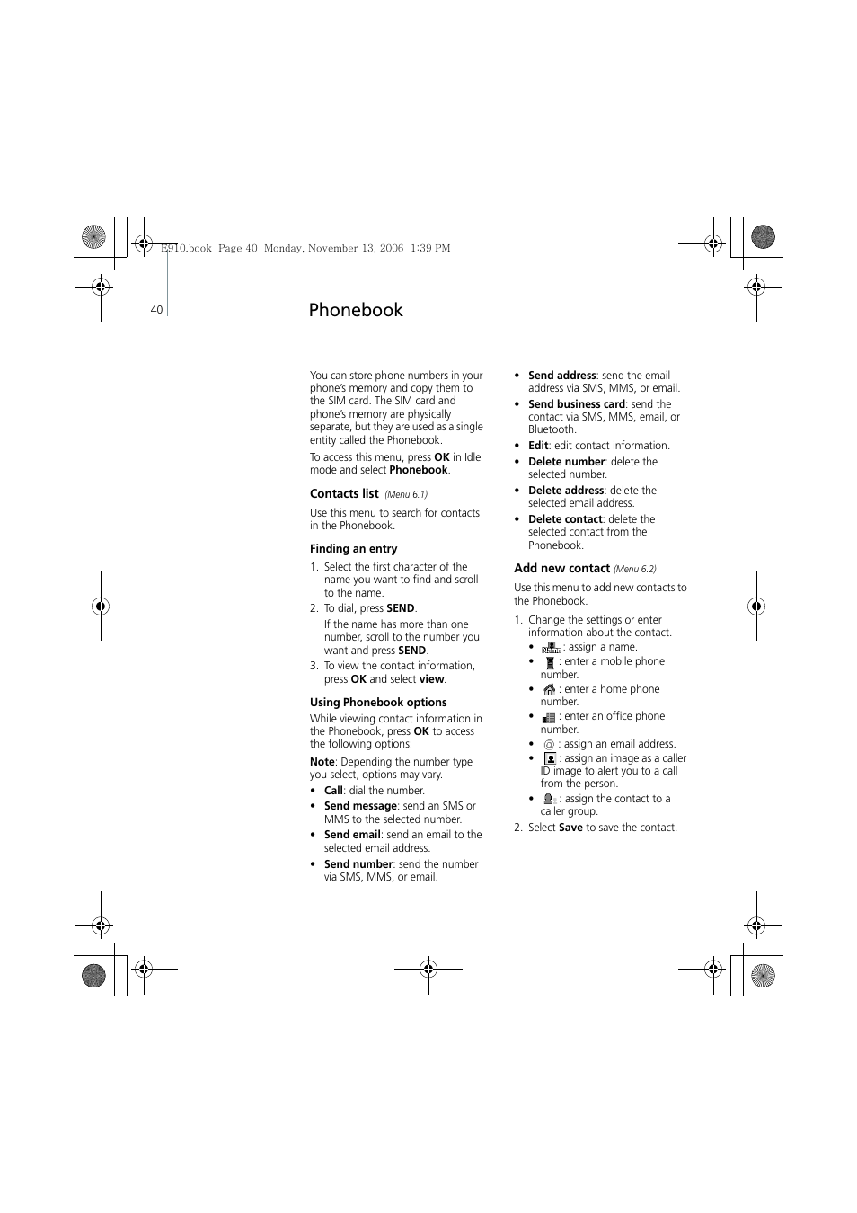 Phonebook | Bang & Olufsen Serene - User Guide User Manual | Page 43 / 76