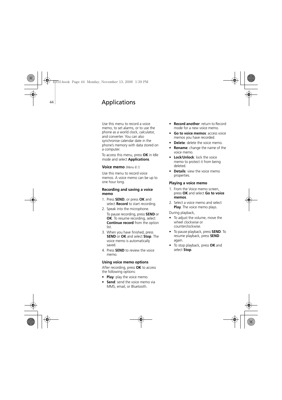 Applications | Bang & Olufsen Serene - User Guide User Manual | Page 47 / 76