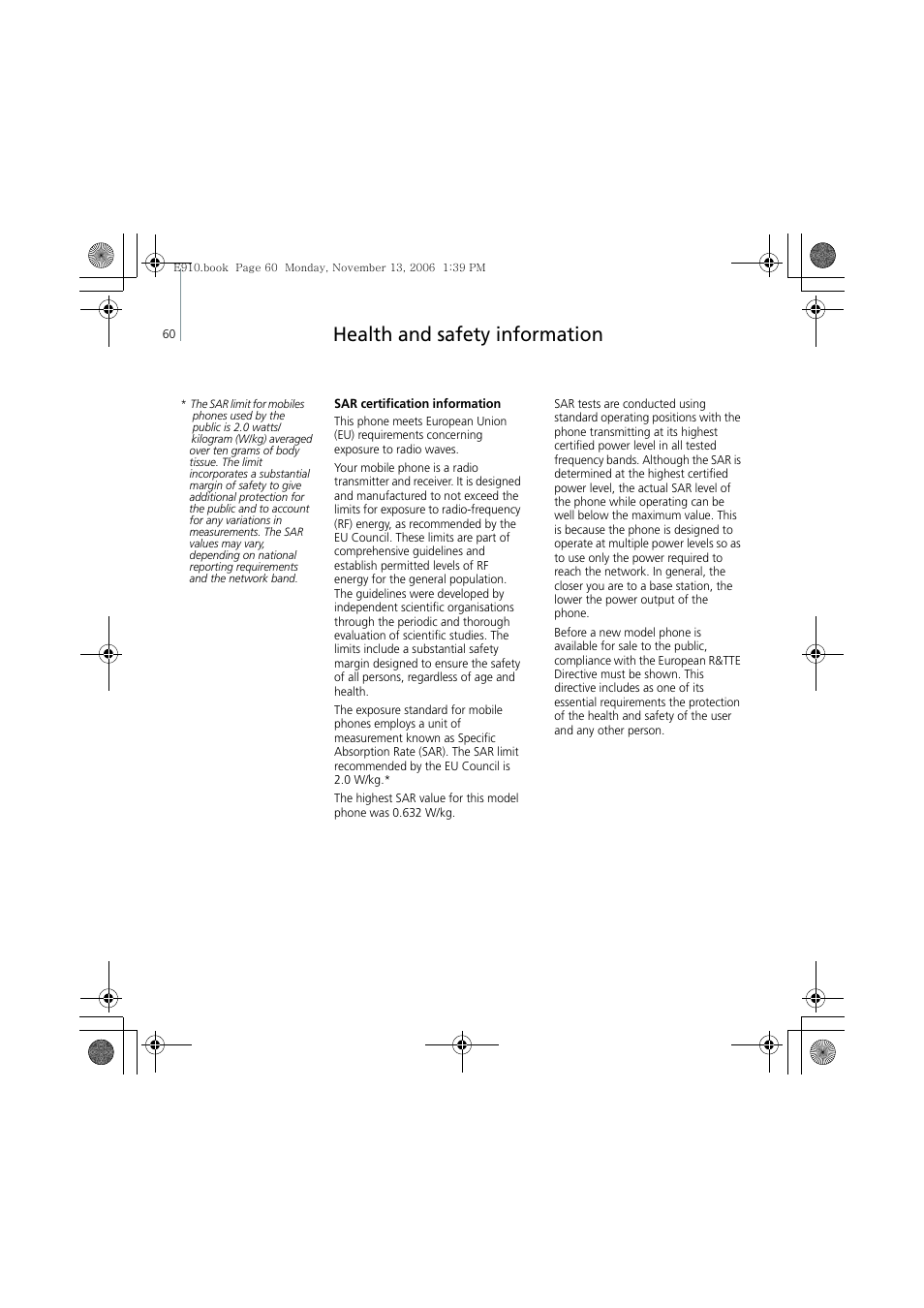 Health and safety information | Bang & Olufsen Serene - User Guide User Manual | Page 63 / 76