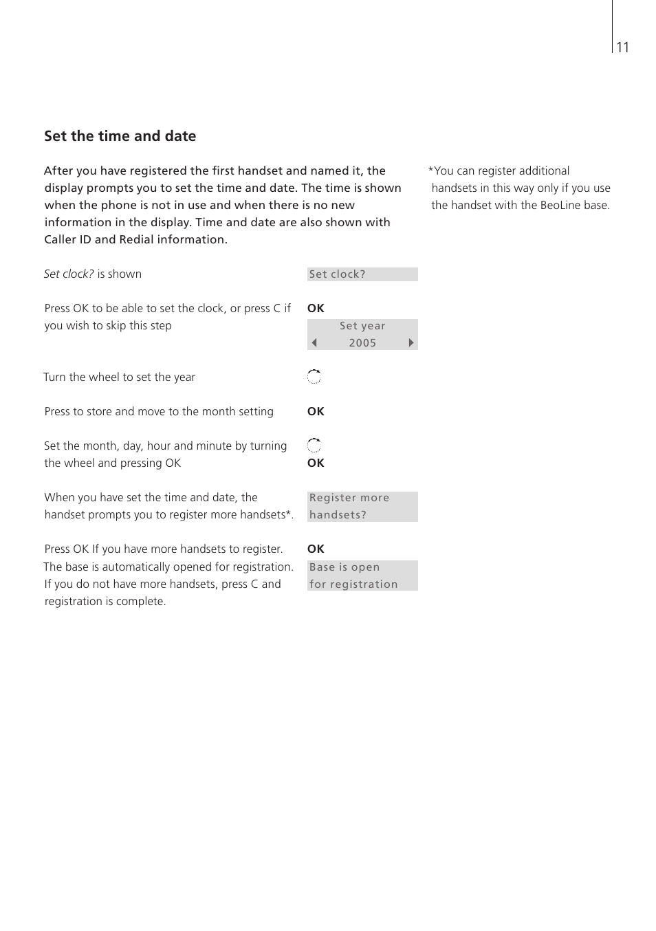 Set the time and date | Bang & Olufsen BeoCom 6000 - User Guide User Manual | Page 11 / 56