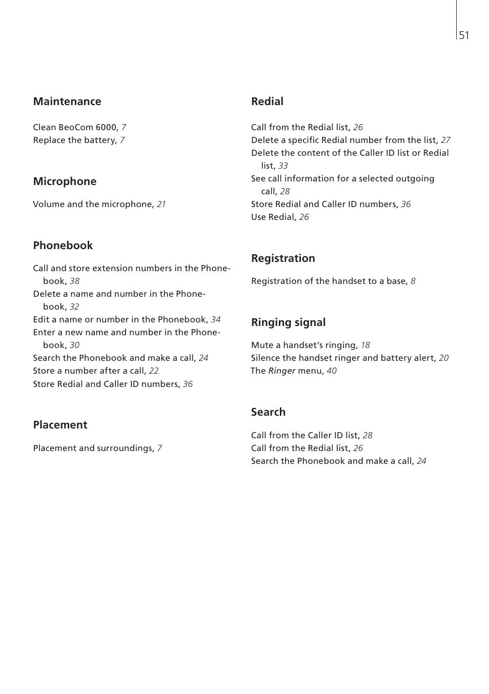 Bang & Olufsen BeoCom 6000 - User Guide User Manual | Page 51 / 56