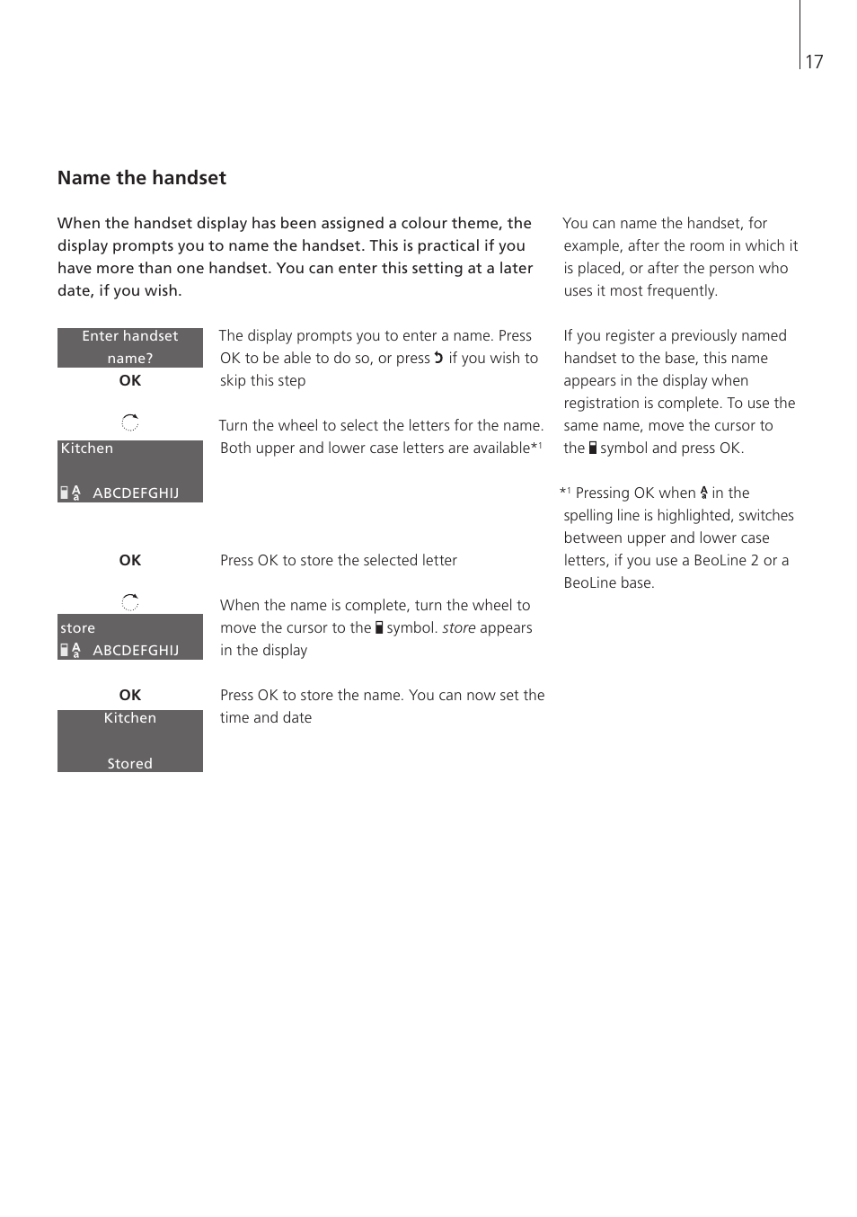 Name the handset | Bang & Olufsen BeoCom 5 - User Guide User Manual | Page 17 / 76