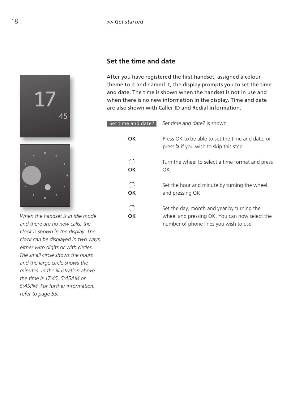 Set the time and date | Bang & Olufsen BeoCom 5 - User Guide User Manual | Page 18 / 76