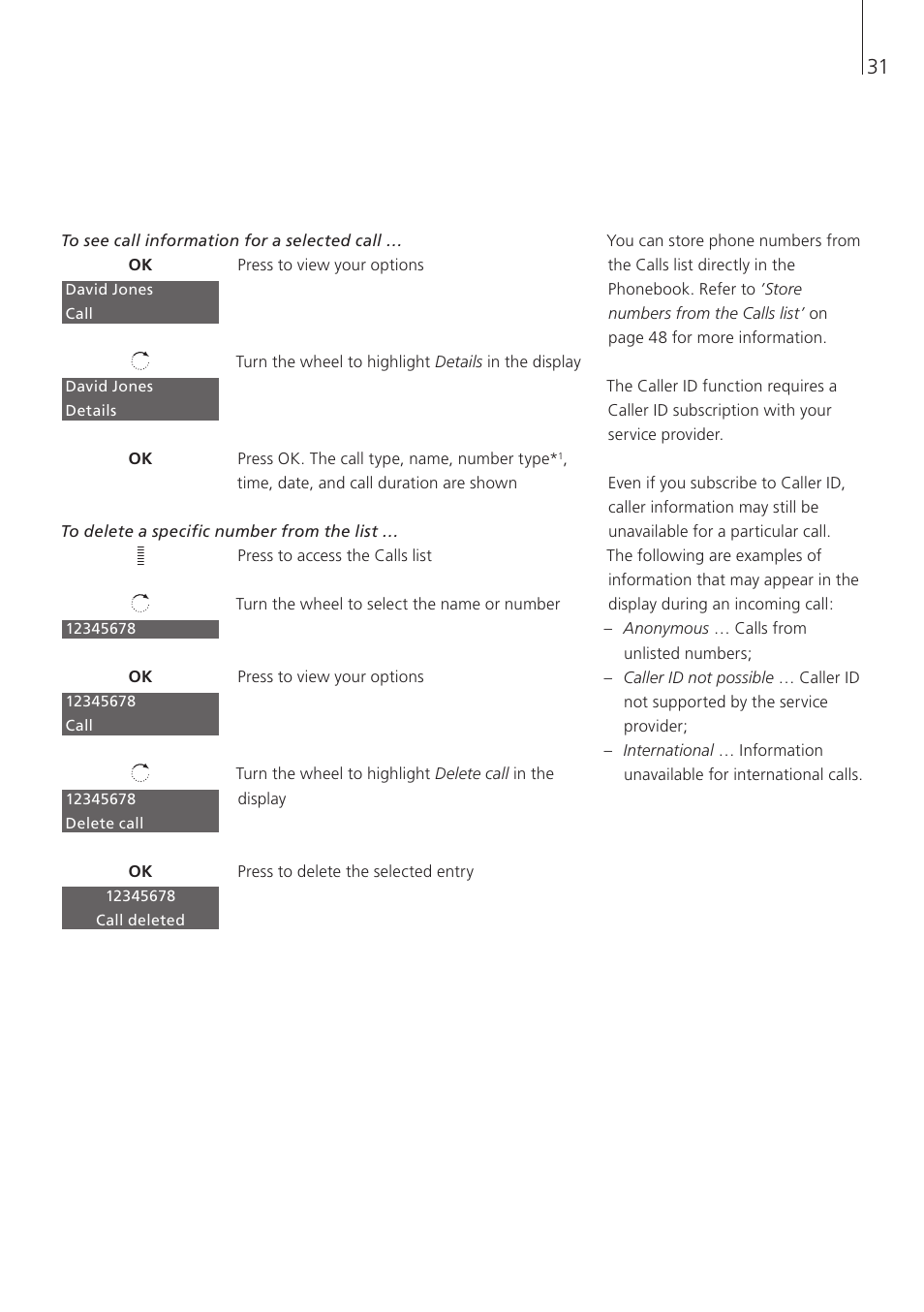 Bang & Olufsen BeoCom 5 - User Guide User Manual | Page 31 / 76