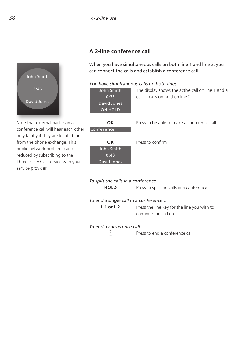 A 2-line conference call | Bang & Olufsen BeoCom 5 - User Guide User Manual | Page 38 / 76