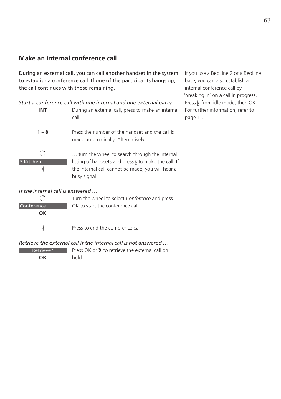 Bang & Olufsen BeoCom 5 - User Guide User Manual | Page 63 / 76