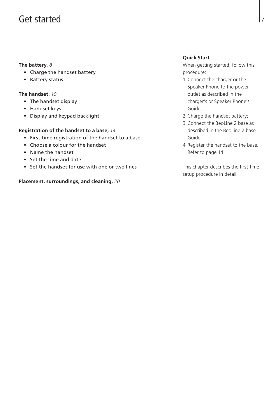 Get started | Bang & Olufsen BeoCom 5 - User Guide User Manual | Page 7 / 76