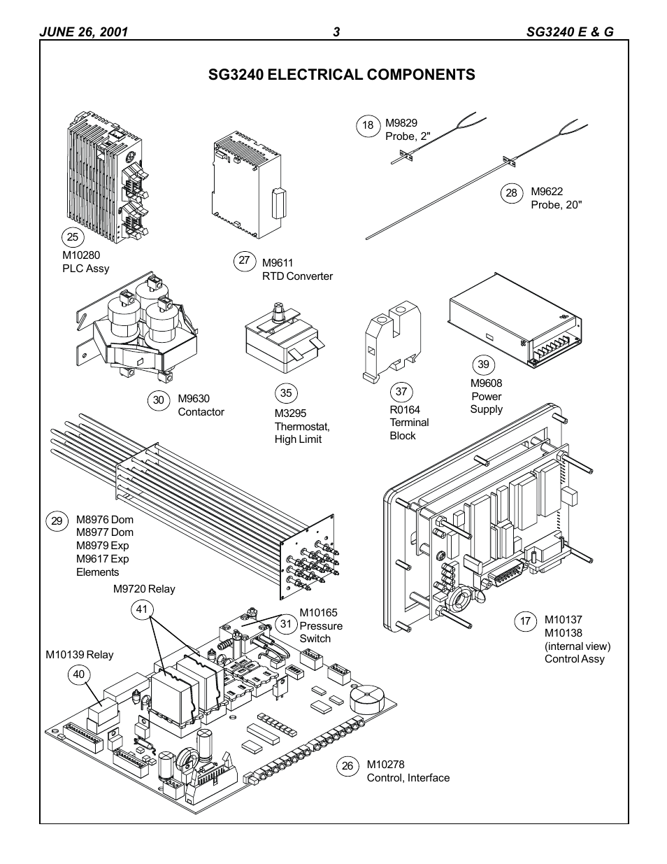 Sg3240 electrical components | Blodgett SG3240E User Manual | Page 3 / 7