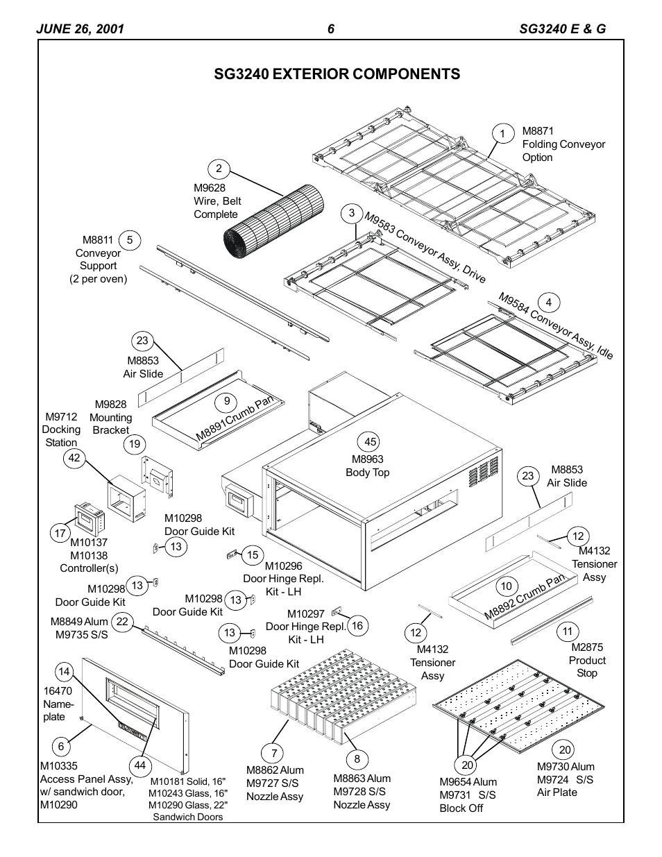 Sg3240 exterior components | Blodgett SG3240E User Manual | Page 6 / 7