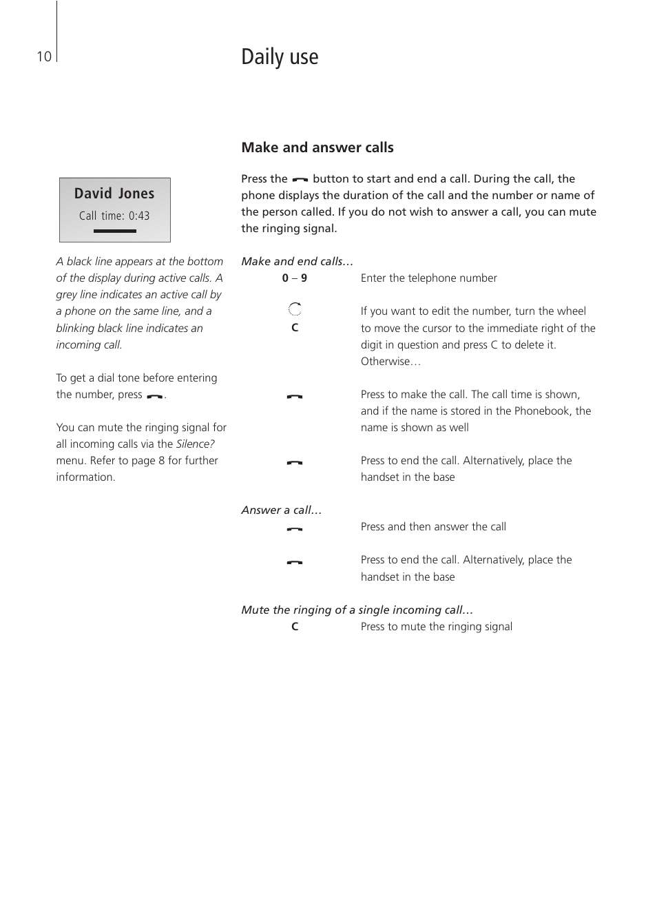 Daily use, David jones | Bang & Olufsen BeoCom 4 - User Guide User Manual | Page 10 / 32