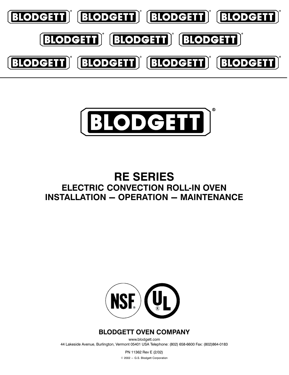 Blodgett RE Series User Manual | 19 pages