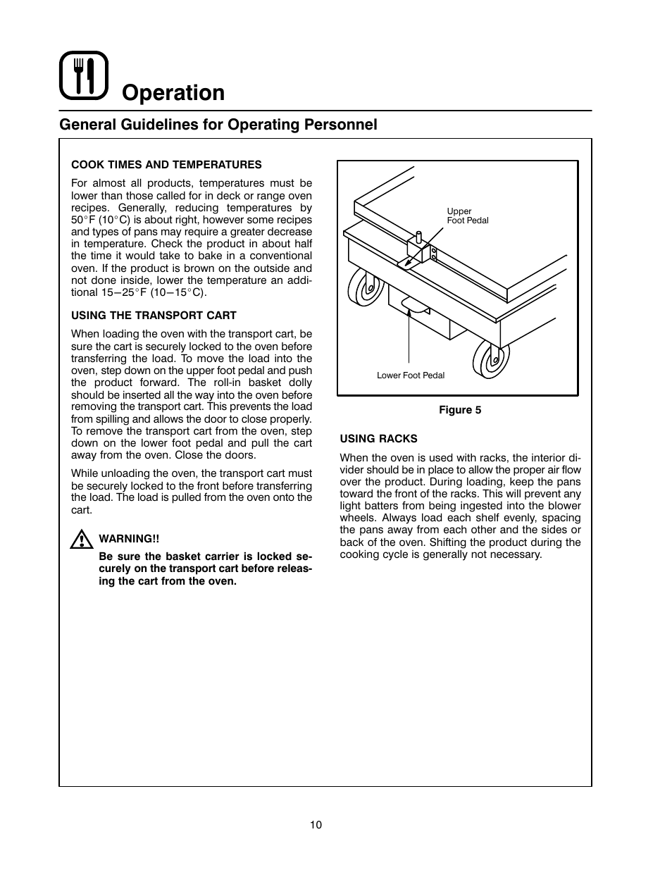 Operation, General guidelines for operating personnel | Blodgett RE Series User Manual | Page 14 / 19