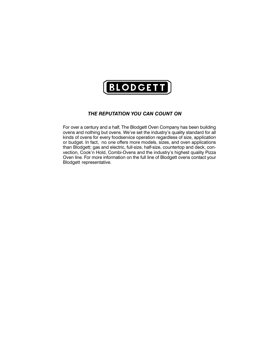 Blodgett RE Series User Manual | Page 3 / 19