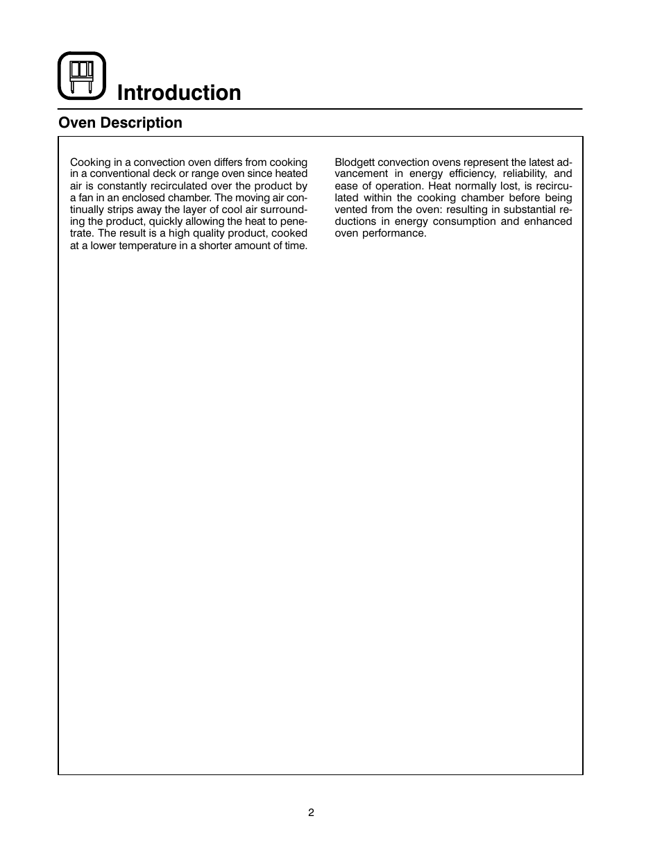 Introduction, Oven description | Blodgett RE Series User Manual | Page 6 / 19