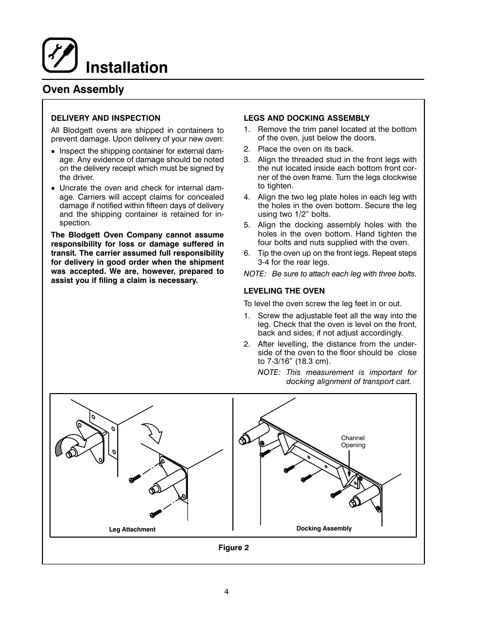 Installation, Oven assembly | Blodgett RE Series User Manual | Page 8 / 19