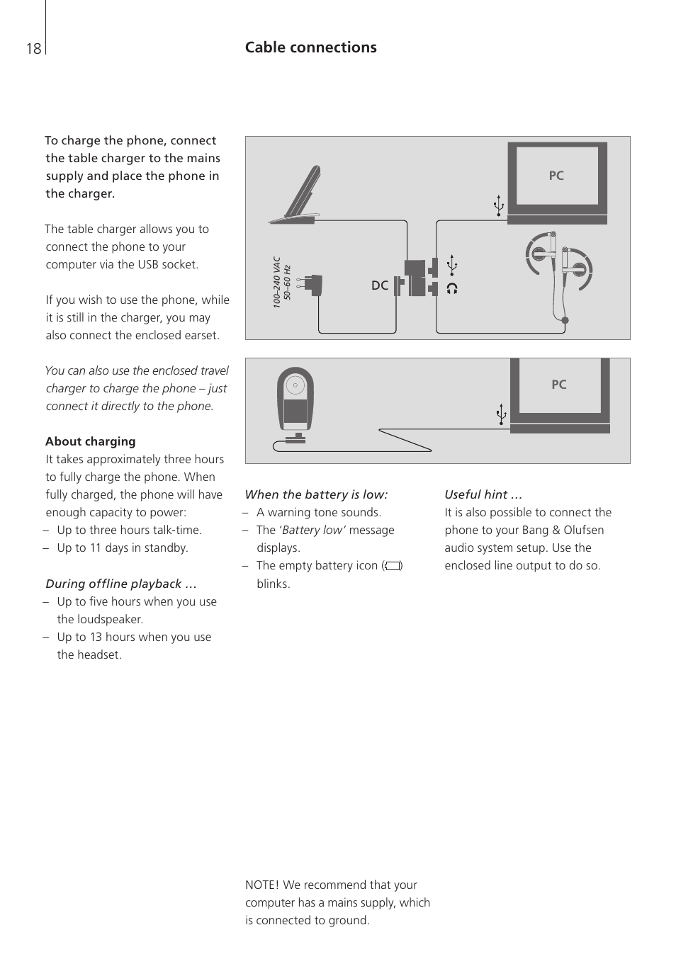 Cable connections | Bang & Olufsen Serenata - Getting Started User Manual | Page 18 / 24