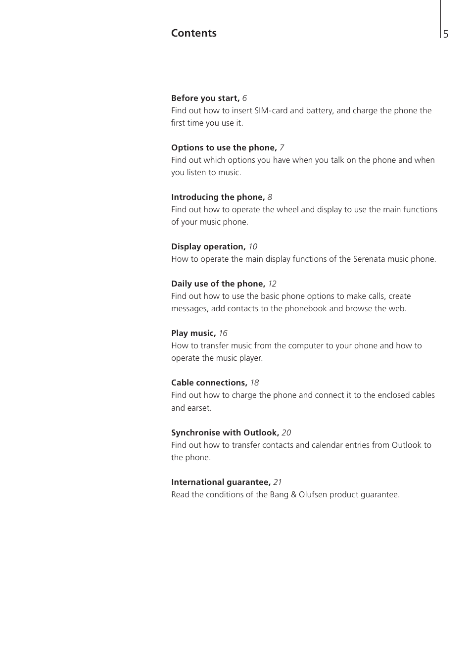 Bang & Olufsen Serenata - Getting Started User Manual | Page 5 / 24