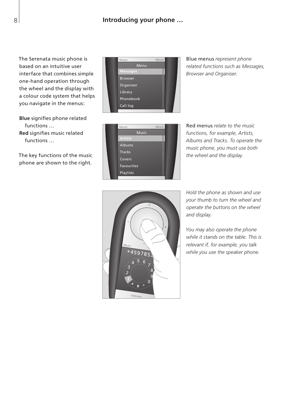 Introducing your phone | Bang & Olufsen Serenata - Getting Started User Manual | Page 8 / 24