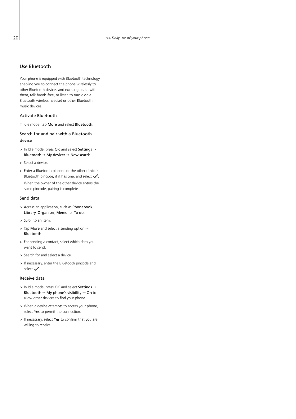 Use bluetooth | Bang & Olufsen Serenata - User Guide User Manual | Page 20 / 68