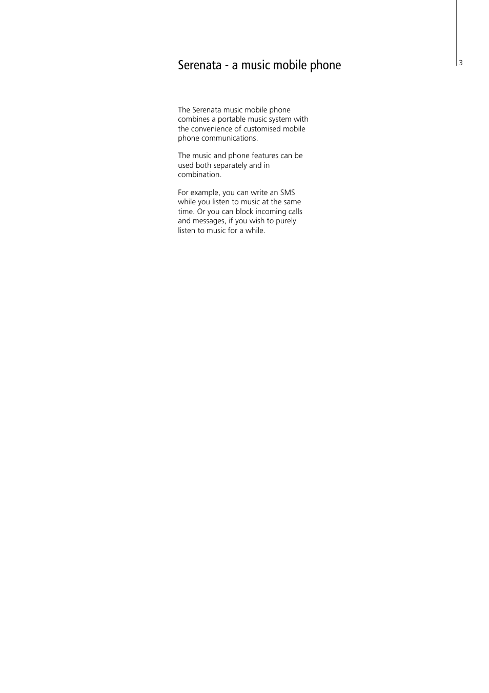 Serenata - a music mobile phone | Bang & Olufsen Serenata - User Guide User Manual | Page 3 / 68