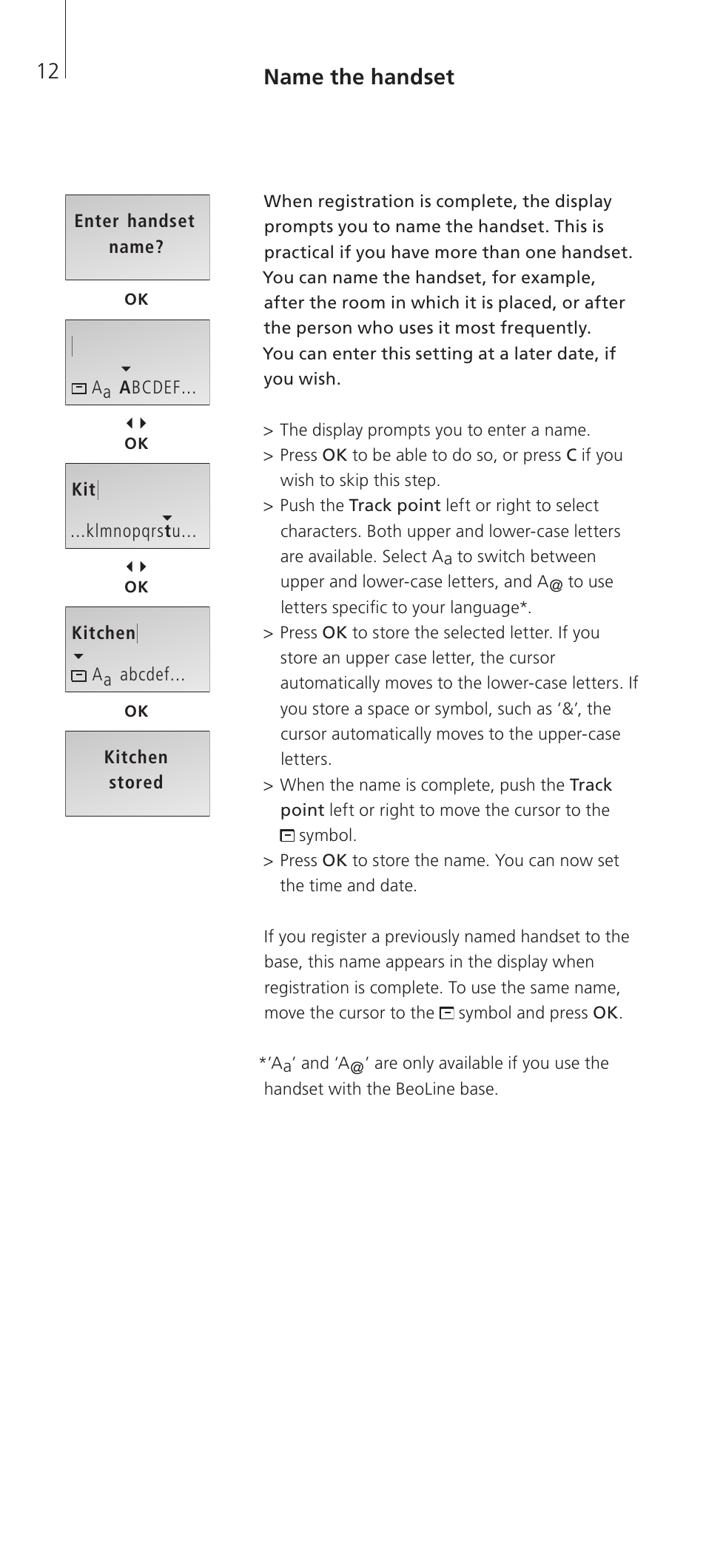Name the handset | Bang & Olufsen BeoCom 2 - Getting Started User Manual | Page 12 / 20