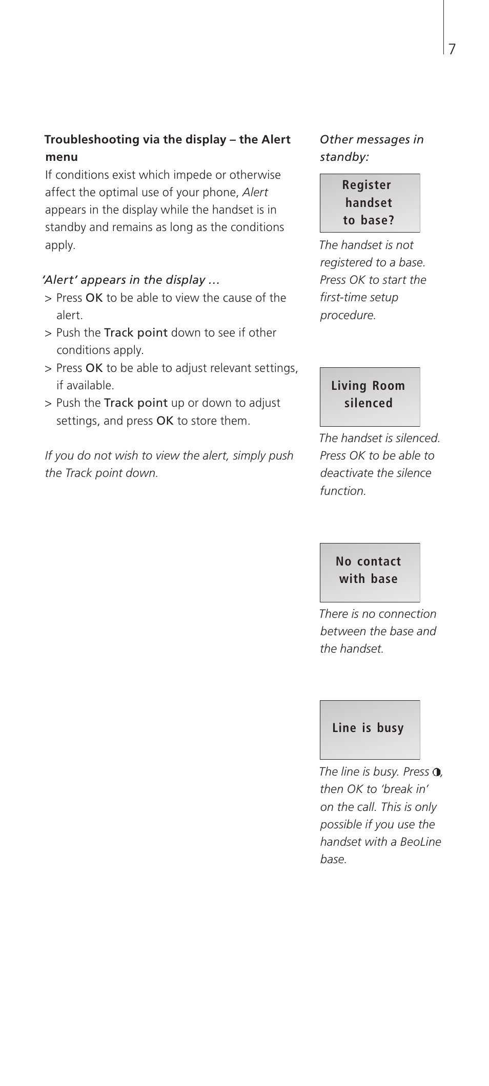 Bang & Olufsen BeoCom 2 - Getting Started User Manual | Page 7 / 20