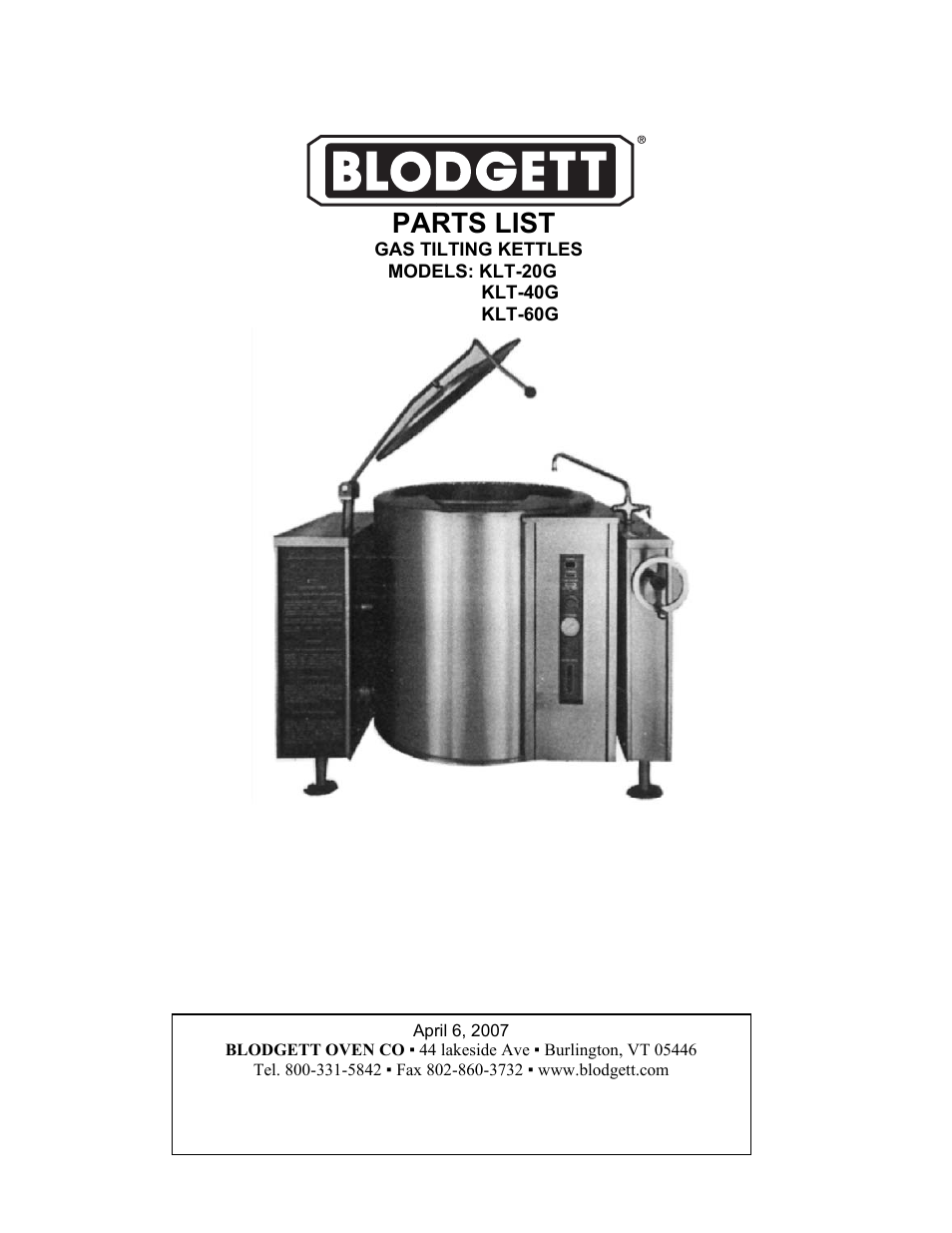 Blodgett KLT-20G User Manual | 17 pages
