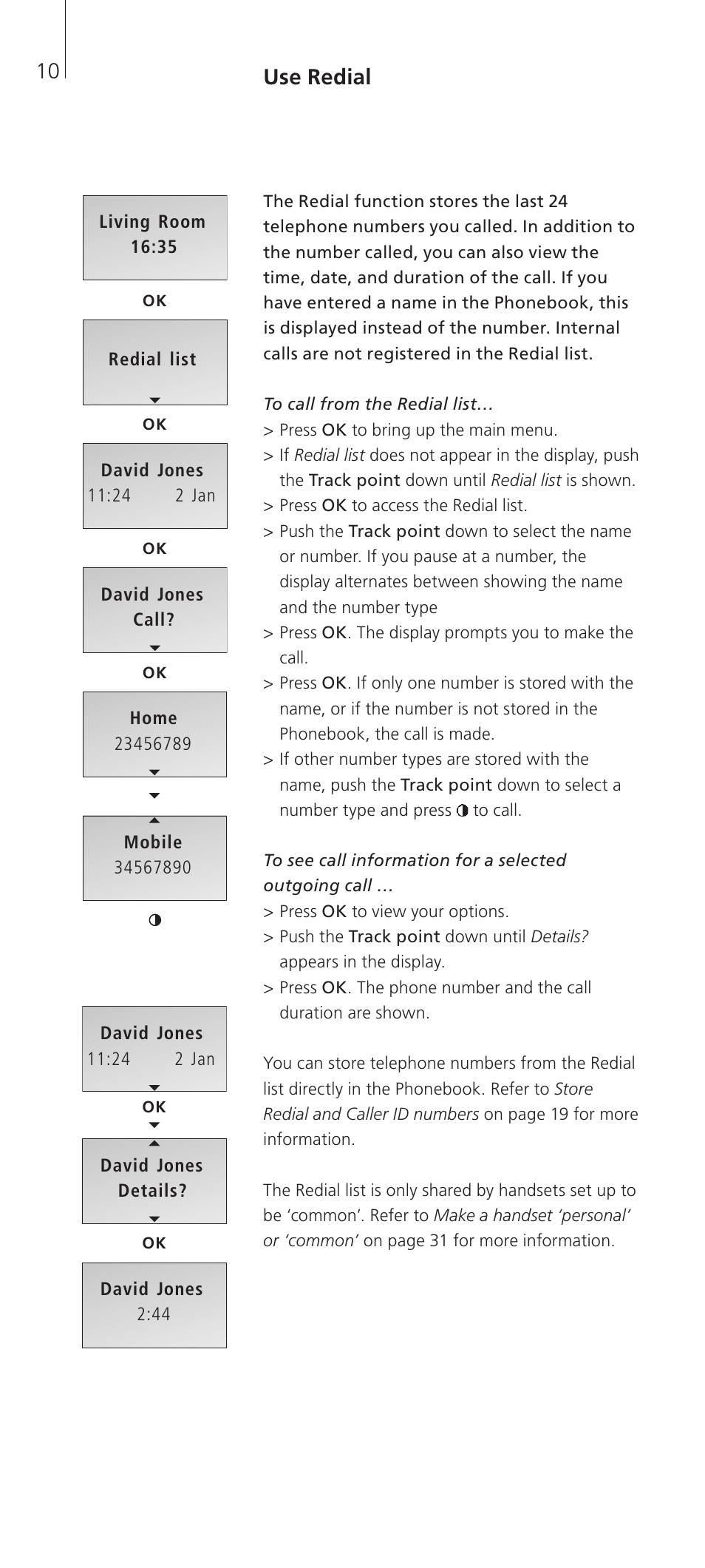 Use redial | Bang & Olufsen BeoCom 2 - User Guide User Manual | Page 10 / 40