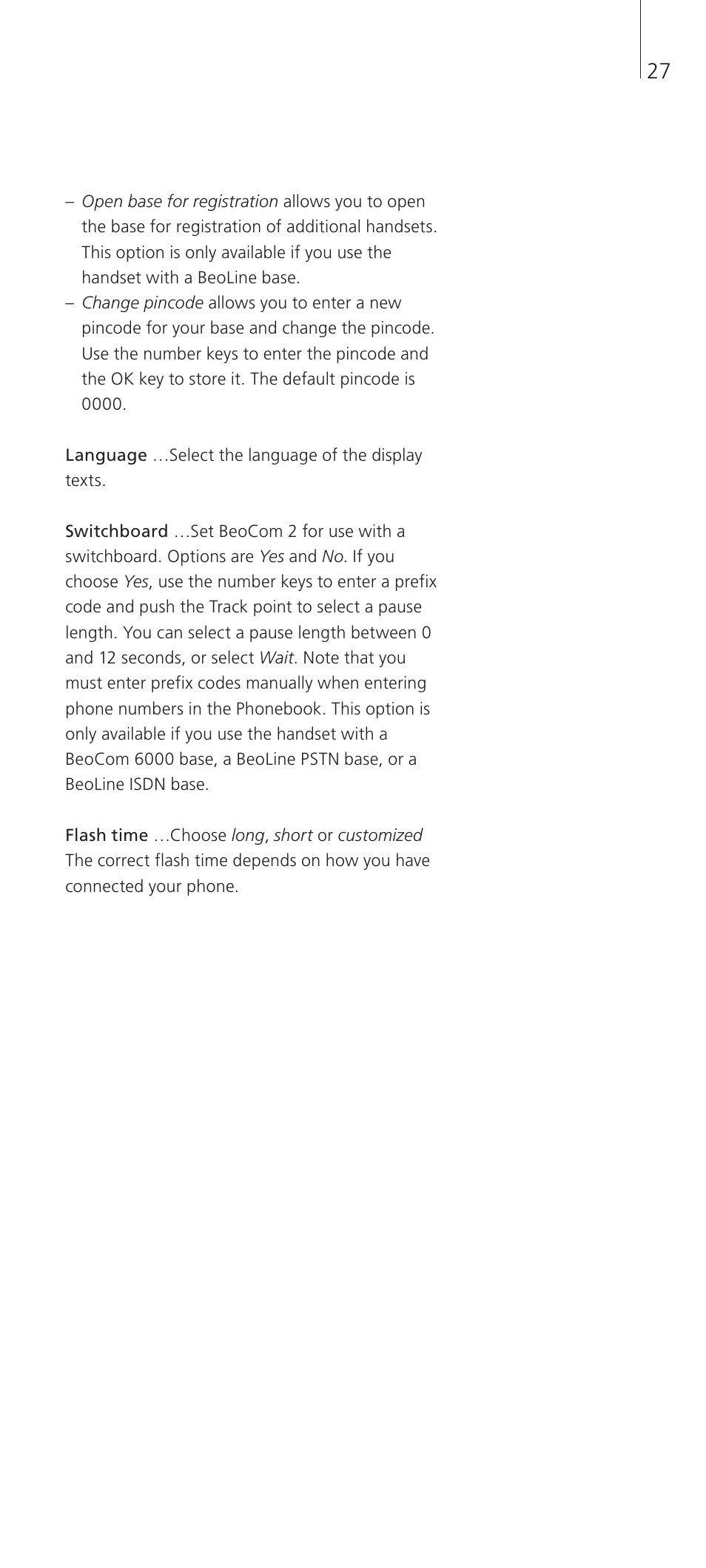 Bang & Olufsen BeoCom 2 - User Guide User Manual | Page 27 / 40